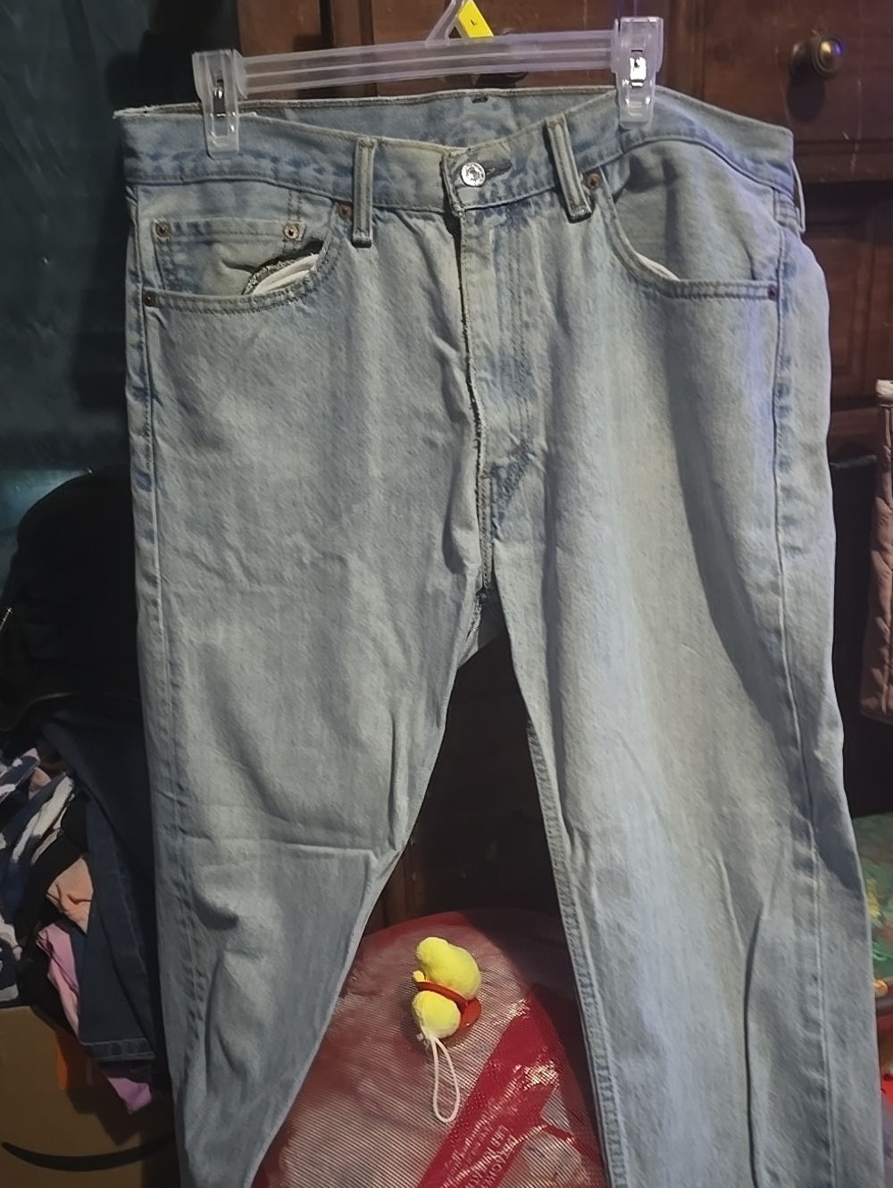 !!.          Mens 36X29 Light Blue  Straight-Leg Jeans.          Tote 5